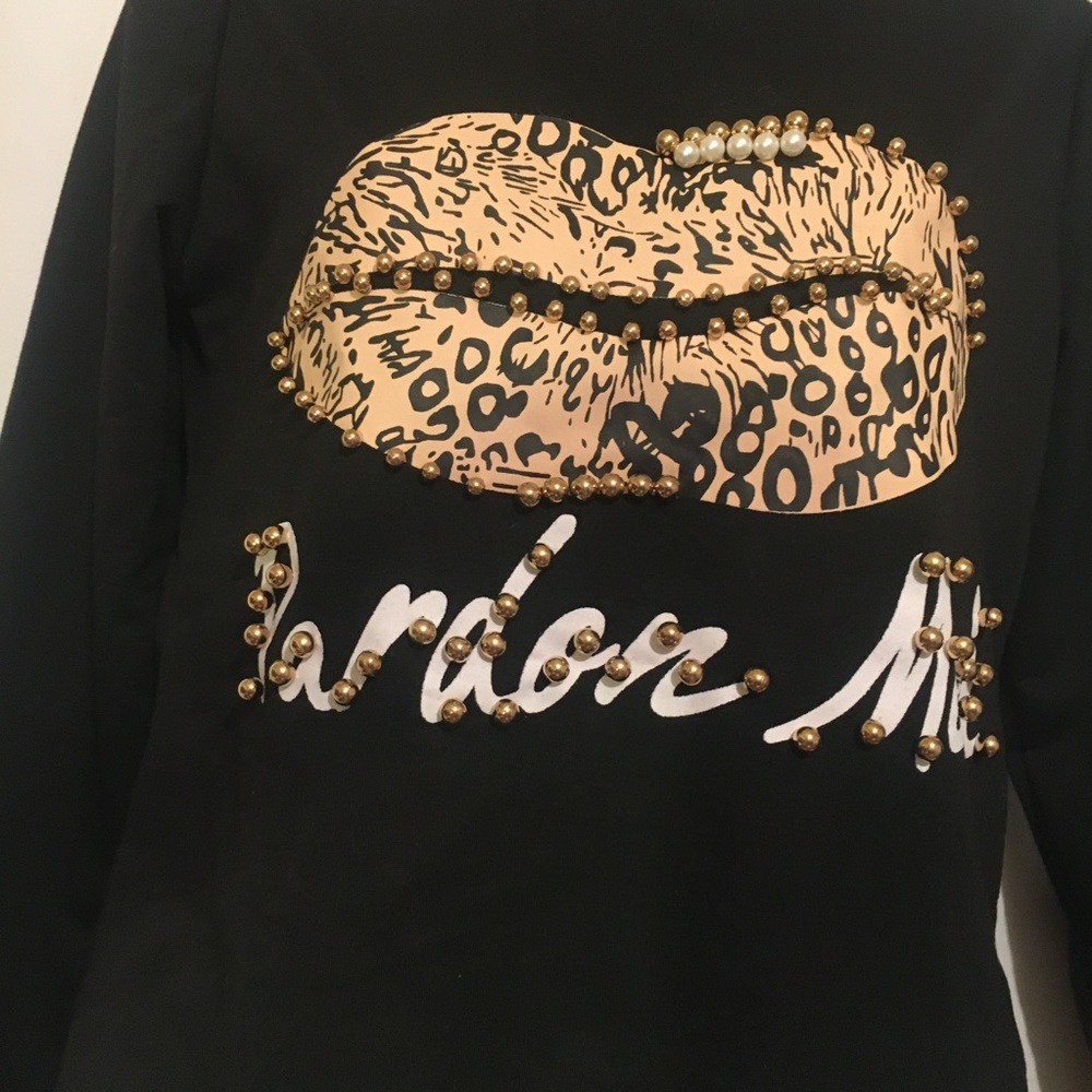 Leopard Lips Pardon Moi Black Pullover - Picture 5 of 8
